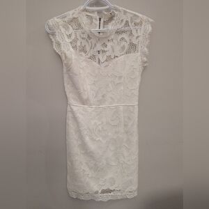 Elegant White Lace Dress Size Medium